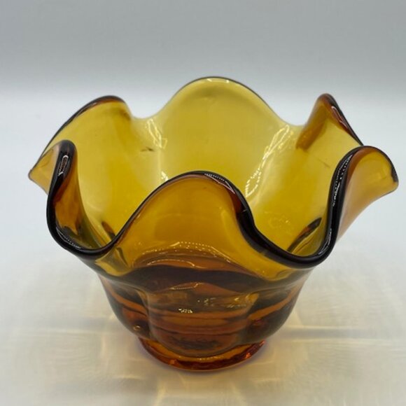 LE Smith Glass #4101 Amber Simplicity Nappy Dish 5" - Picture 3 of 8